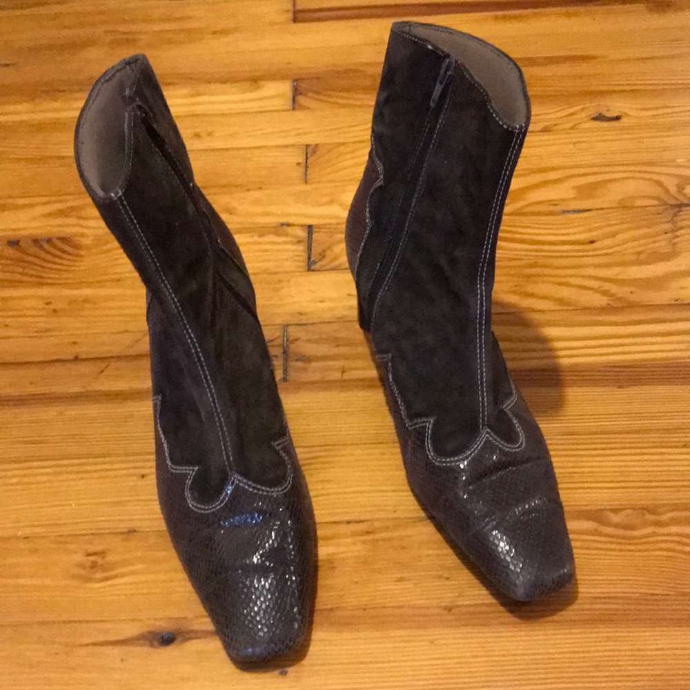 Suede snake skin boots